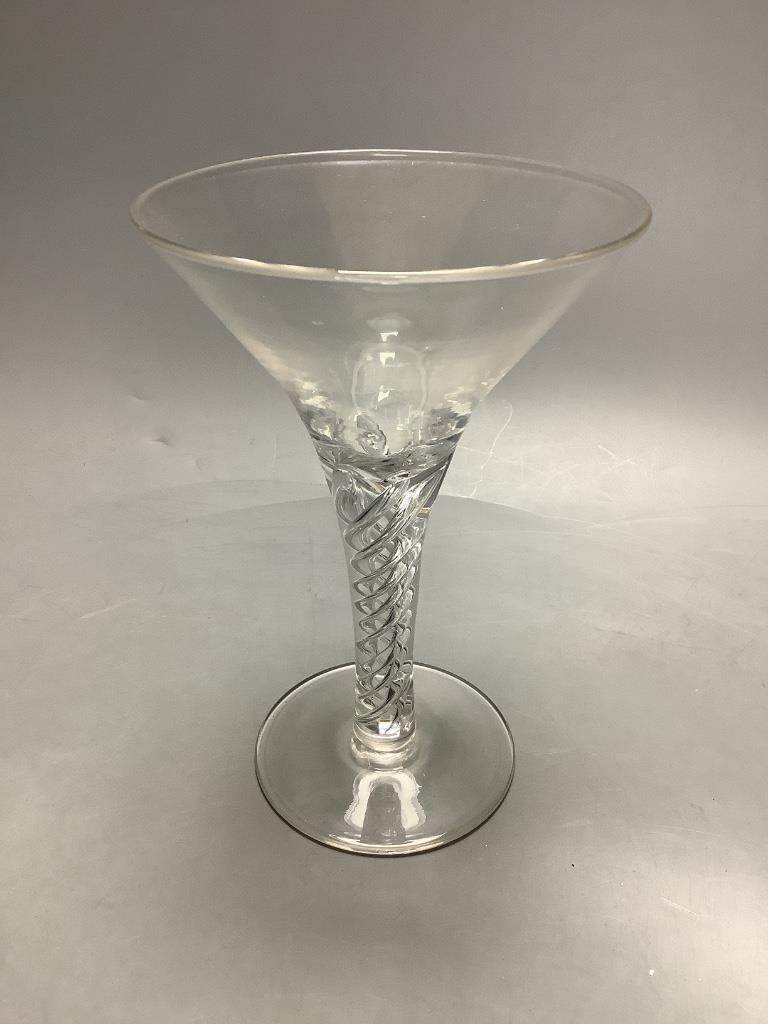 A small collection of late 18th/19th century divinity glasses, some with air twist stems, tallest 17cm